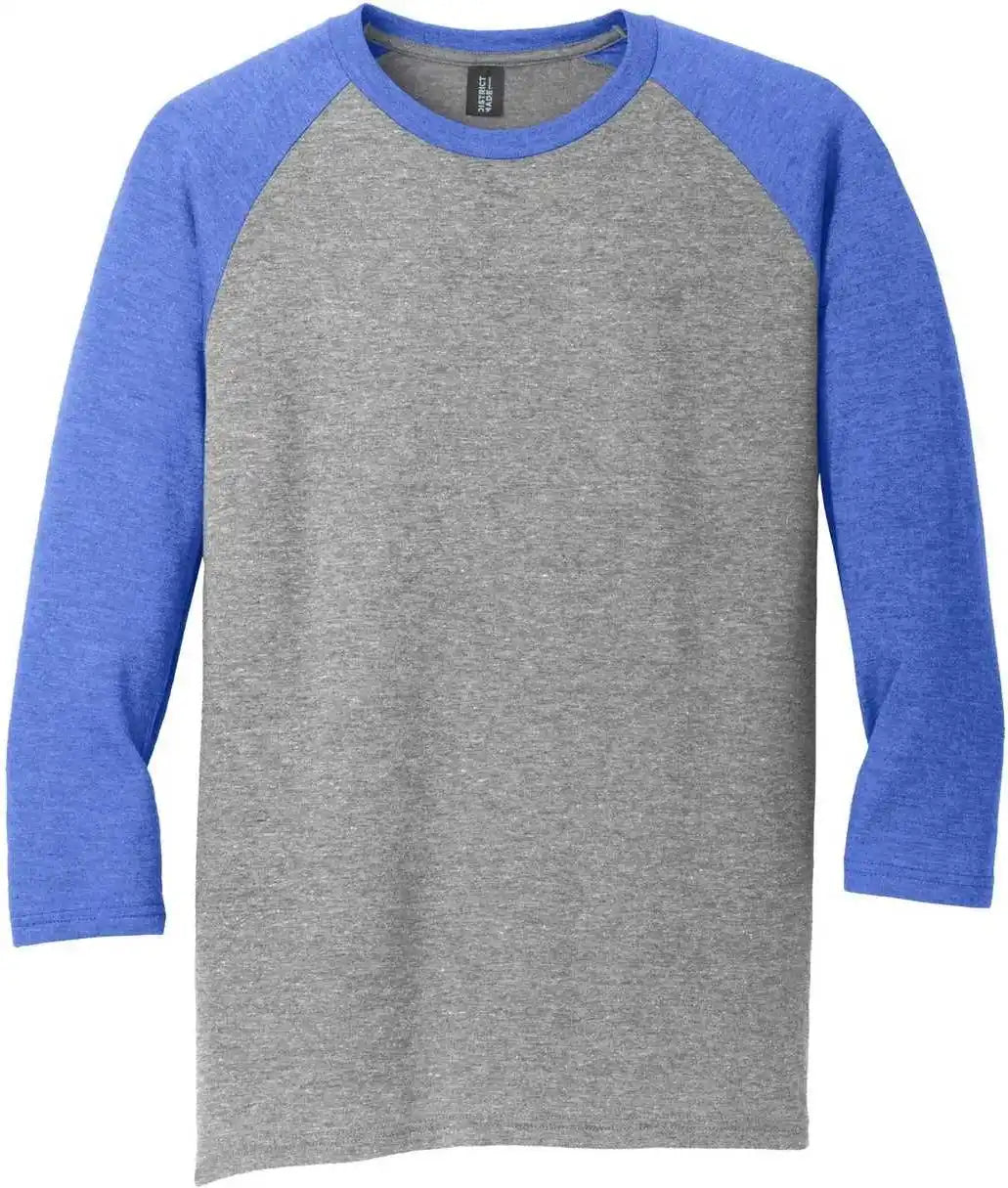 District Dm136 Perfect Tri 3/4 Sleeve Raglan Royal Frost Gray