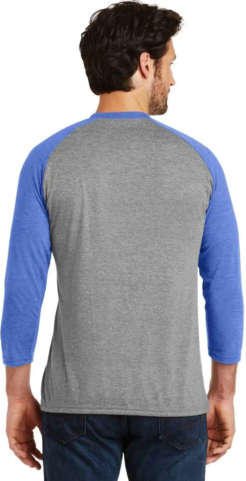 District Dm136 Perfect Tri 3/4 Sleeve Raglan Royal Frost Gray