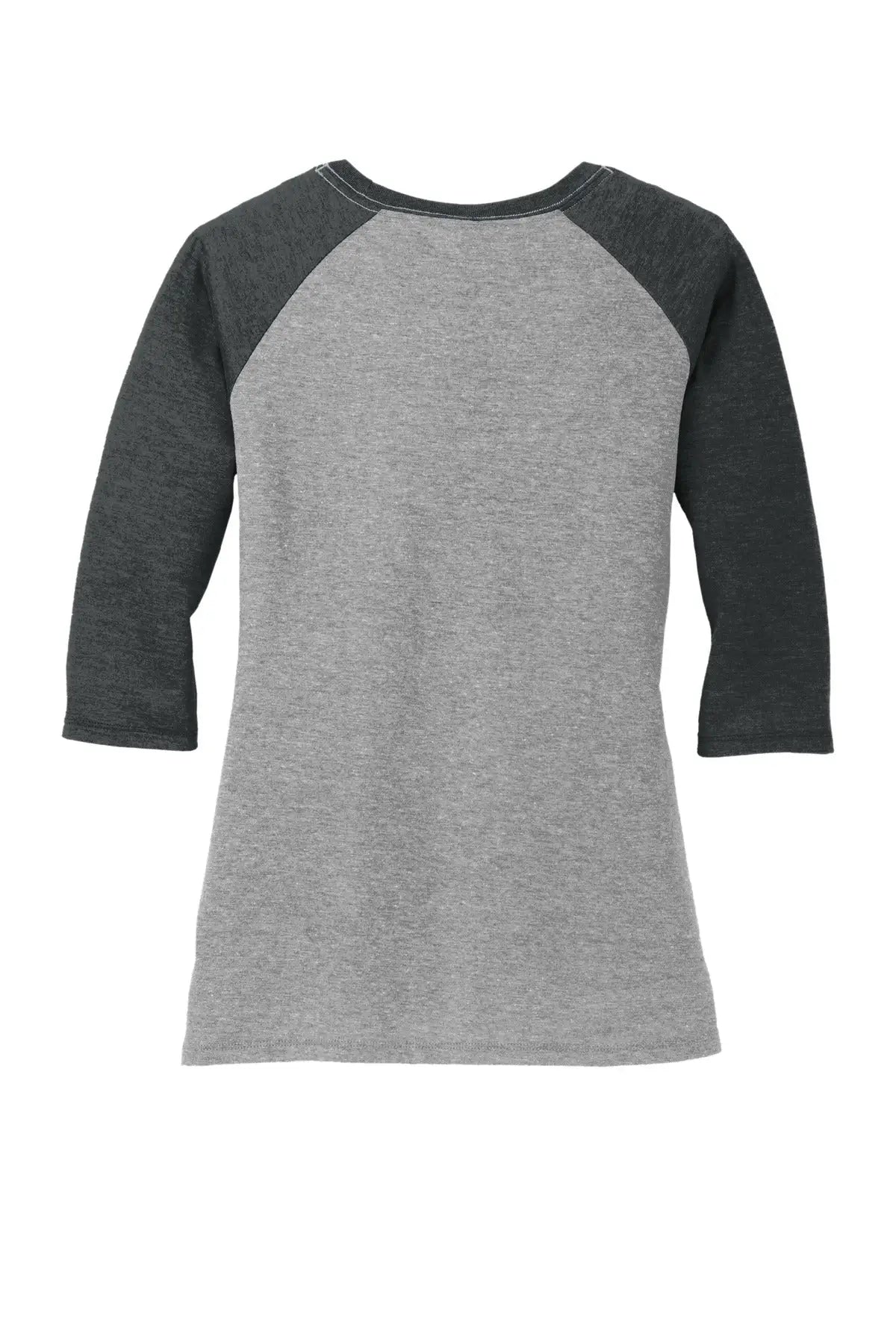 District Dm136l Women’s Perfect Tri 3/4-sleeve Raglan - Black Frost Gray