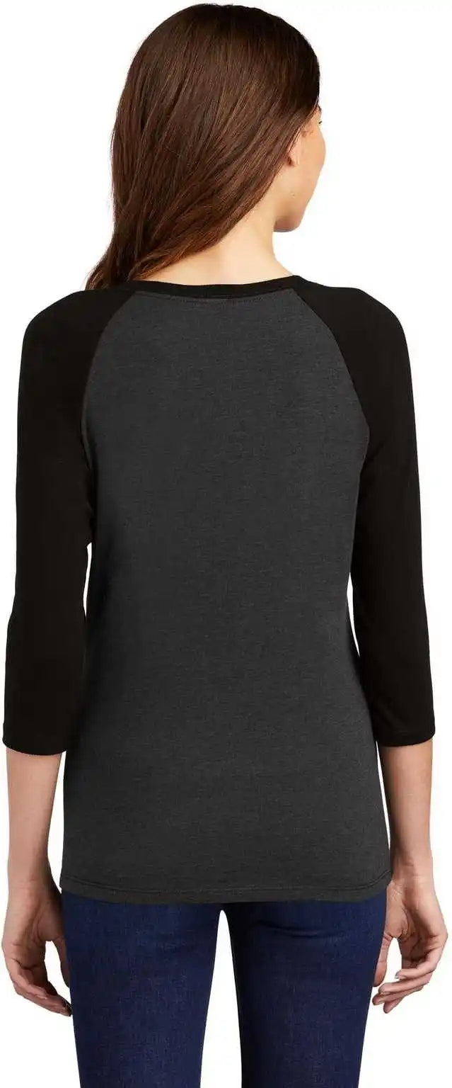 District Dm136l Women’s Perfect Tri 3/4 Sleeve Raglan Black Frost