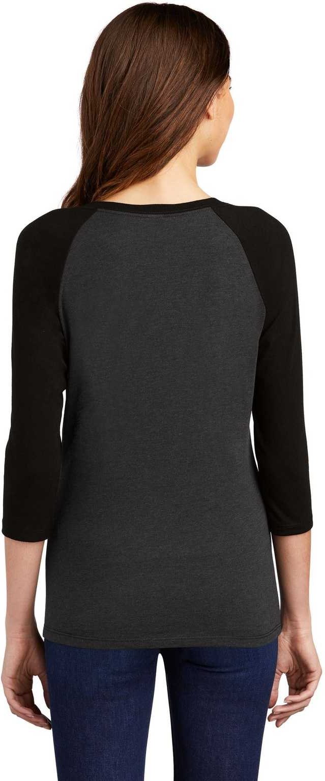 District Dm136l Women’s Perfect Tri 3/4-sleeve Raglan - Black Frost