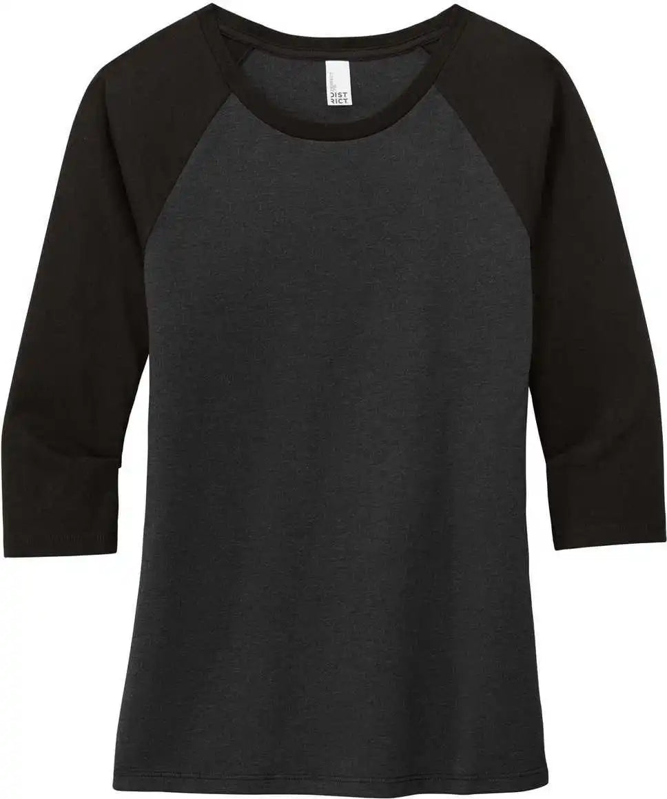 District Dm136l Women’s Perfect Tri 3/4 Sleeve Raglan Black Frost