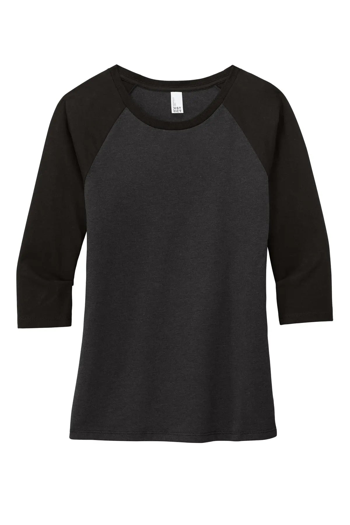 District Dm136l Women’s Perfect Tri 3/4-sleeve Raglan - Black Frost