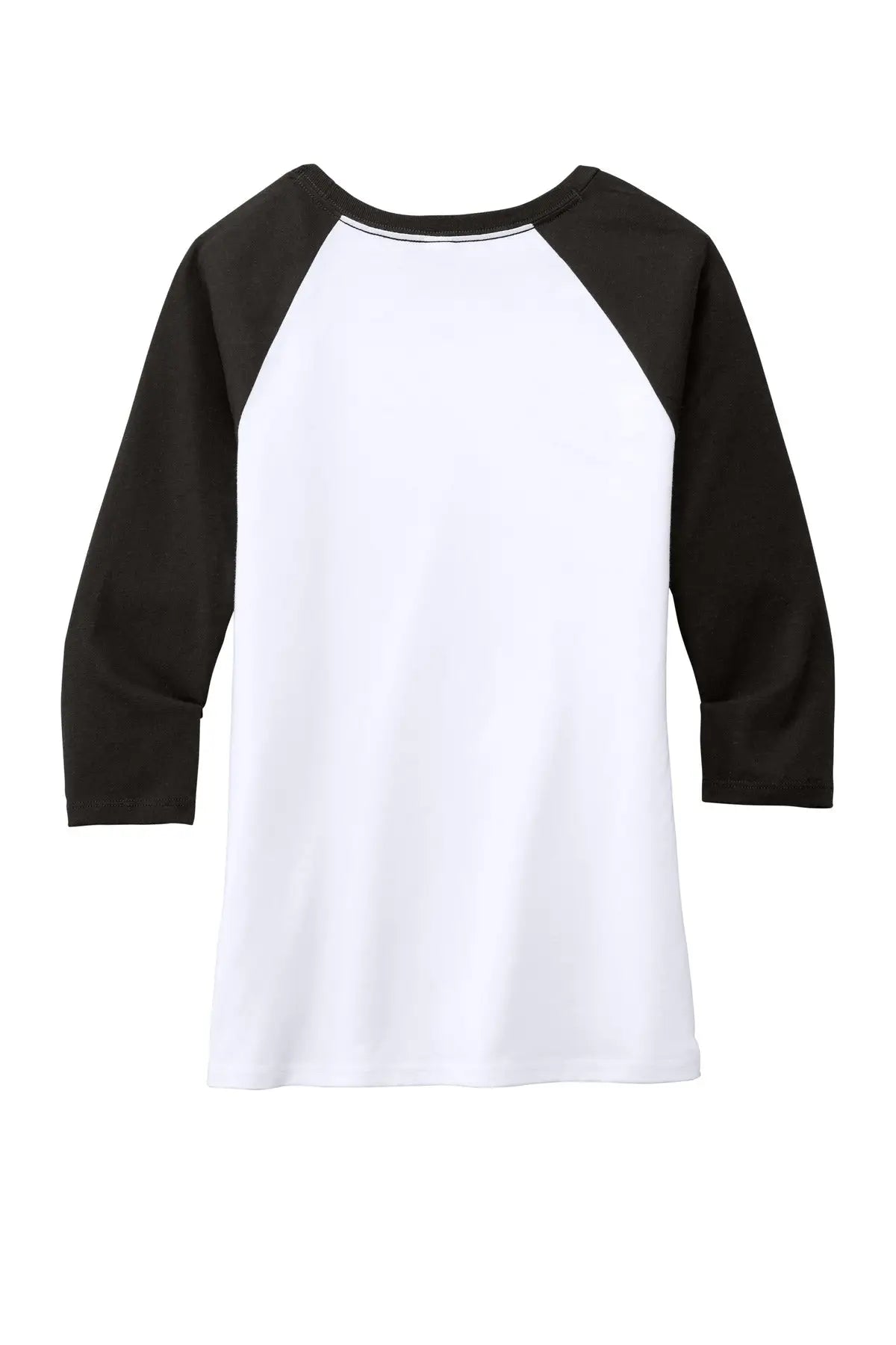 District Dm136l Women’s Perfect Tri 3/4-sleeve Raglan - Black White - Black/ / Ladies Xs