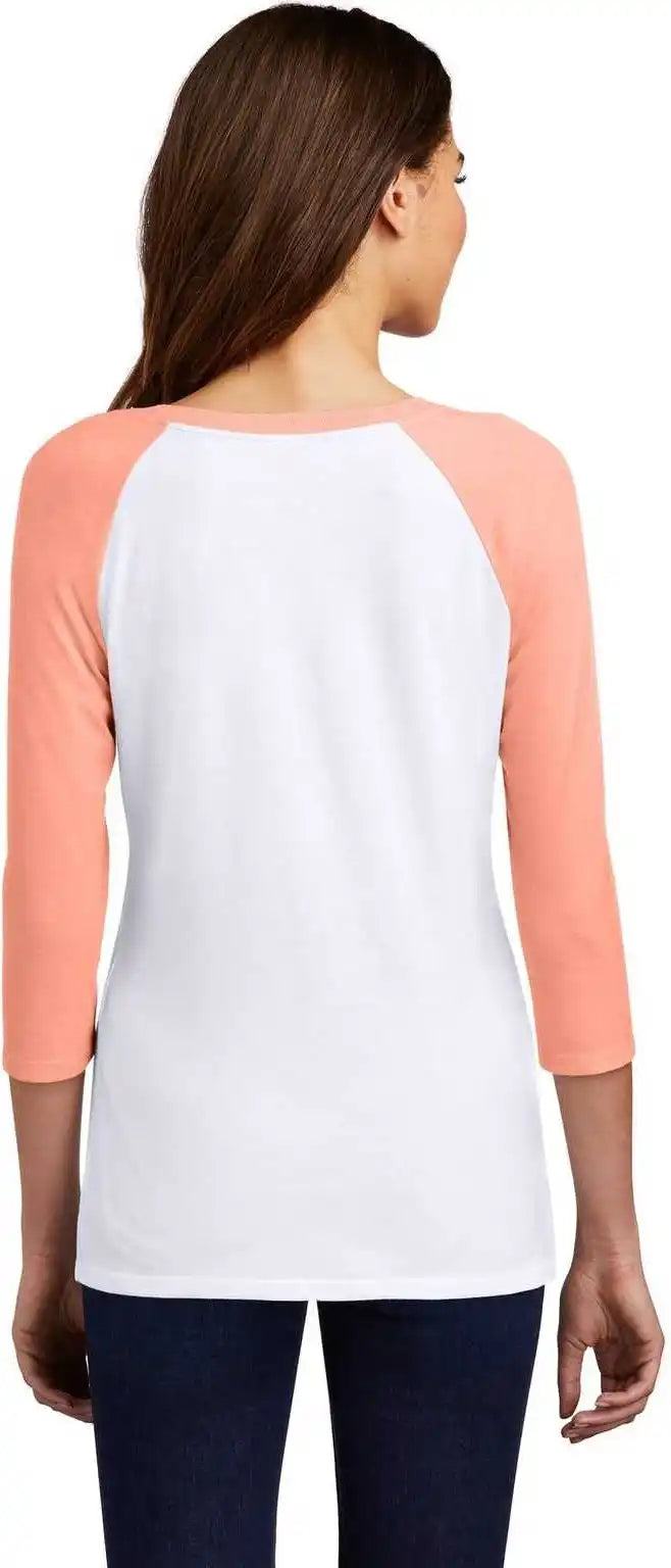 District Dm136l Women’s Perfect Tri 3/4-sleeve Raglan - Heathered Dusty Peach White