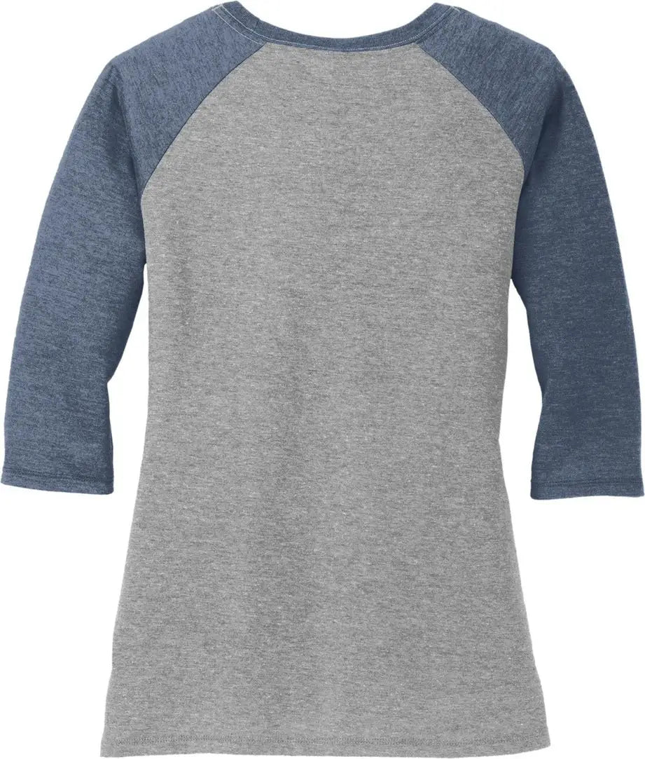 District Dm136l Women’s Perfect Tri 3/4-sleeve Raglan - Navy Frost Gray - Frost/ / Ladies Xs