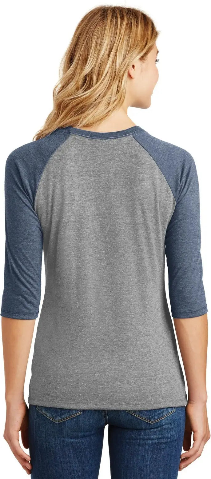 District Dm136l Women’s Perfect Tri 3/4-sleeve Raglan - Navy Frost Gray