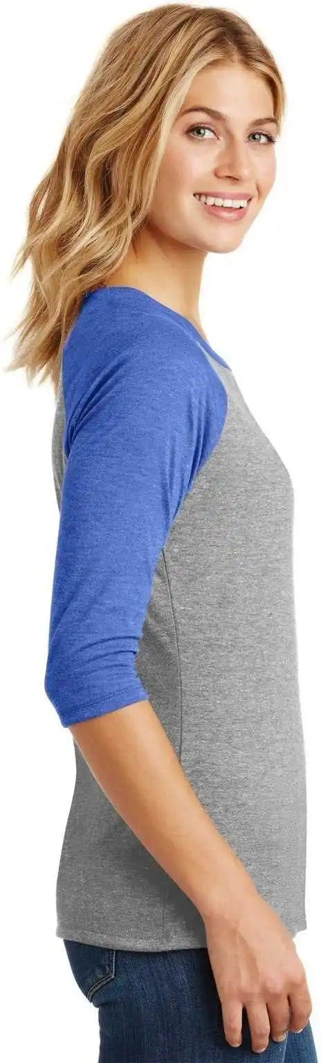 District Dm136l Women’s Perfect Tri 3/4-sleeve Raglan - Royal Frost Gray
