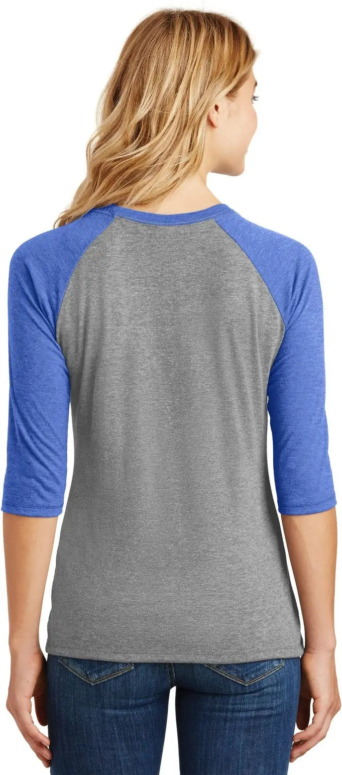 District Dm136l Women’s Perfect Tri 3/4-sleeve Raglan - Royal Frost Gray