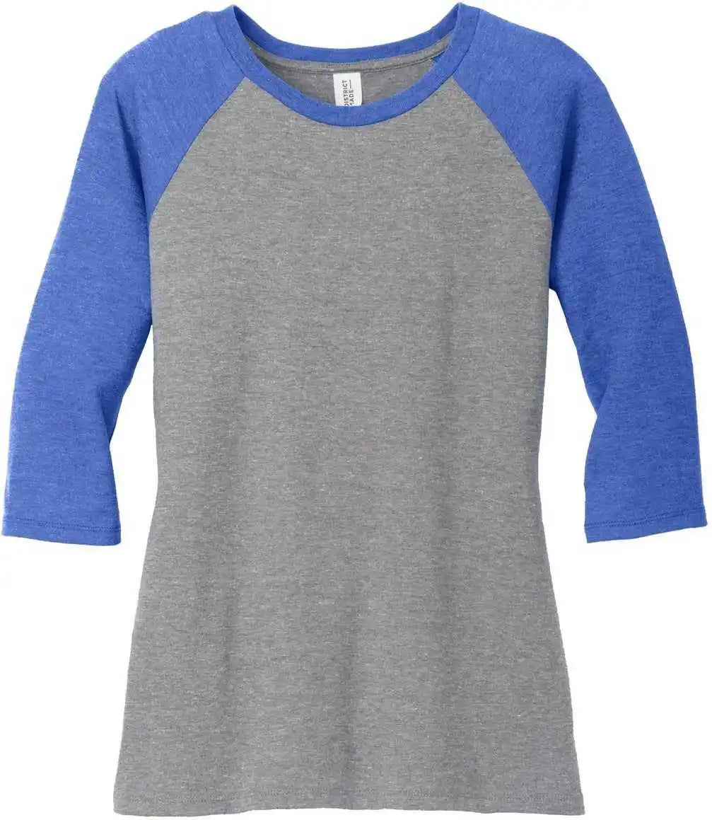 District Dm136l Women’s Perfect Tri 3/4-sleeve Raglan - Royal Frost Gray