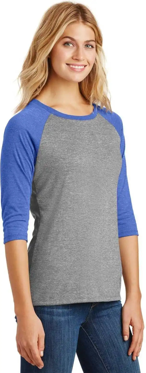 District Dm136l Women’s Perfect Tri 3/4-sleeve Raglan - Royal Frost Gray