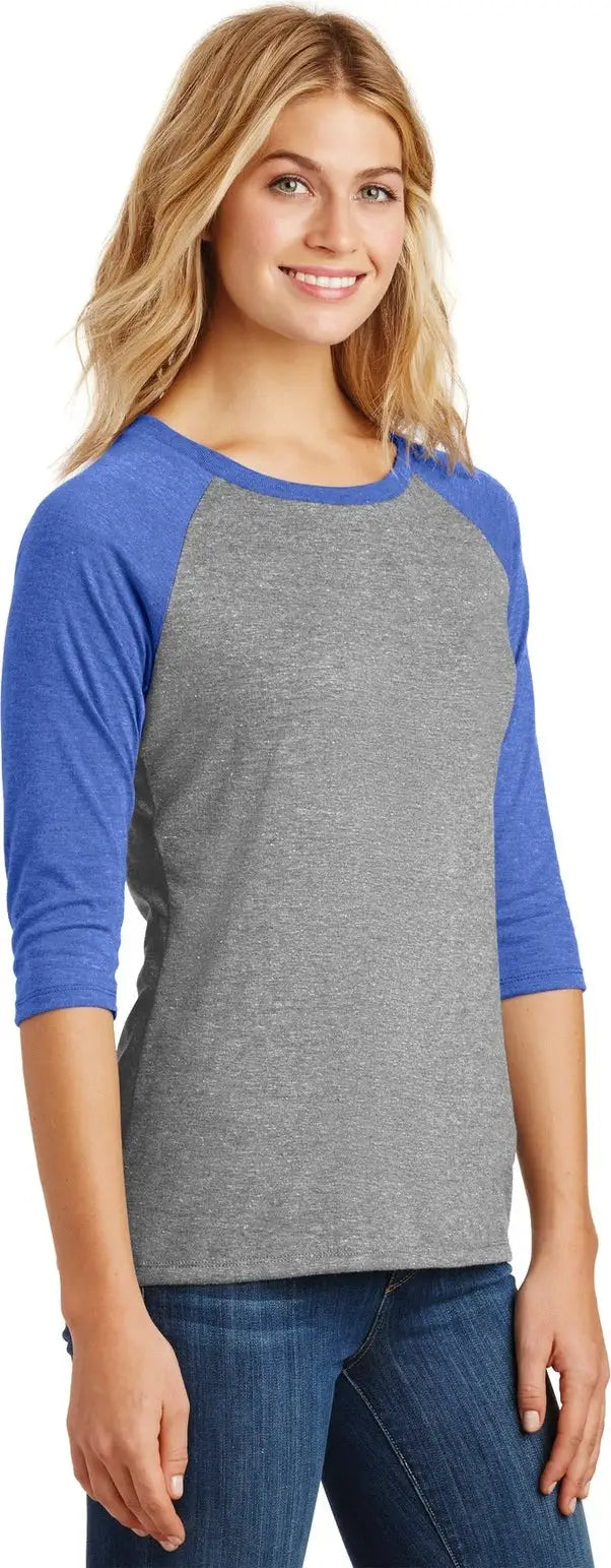 District Dm136l Women’s Perfect Tri 3/4-sleeve Raglan - Royal Frost Gray