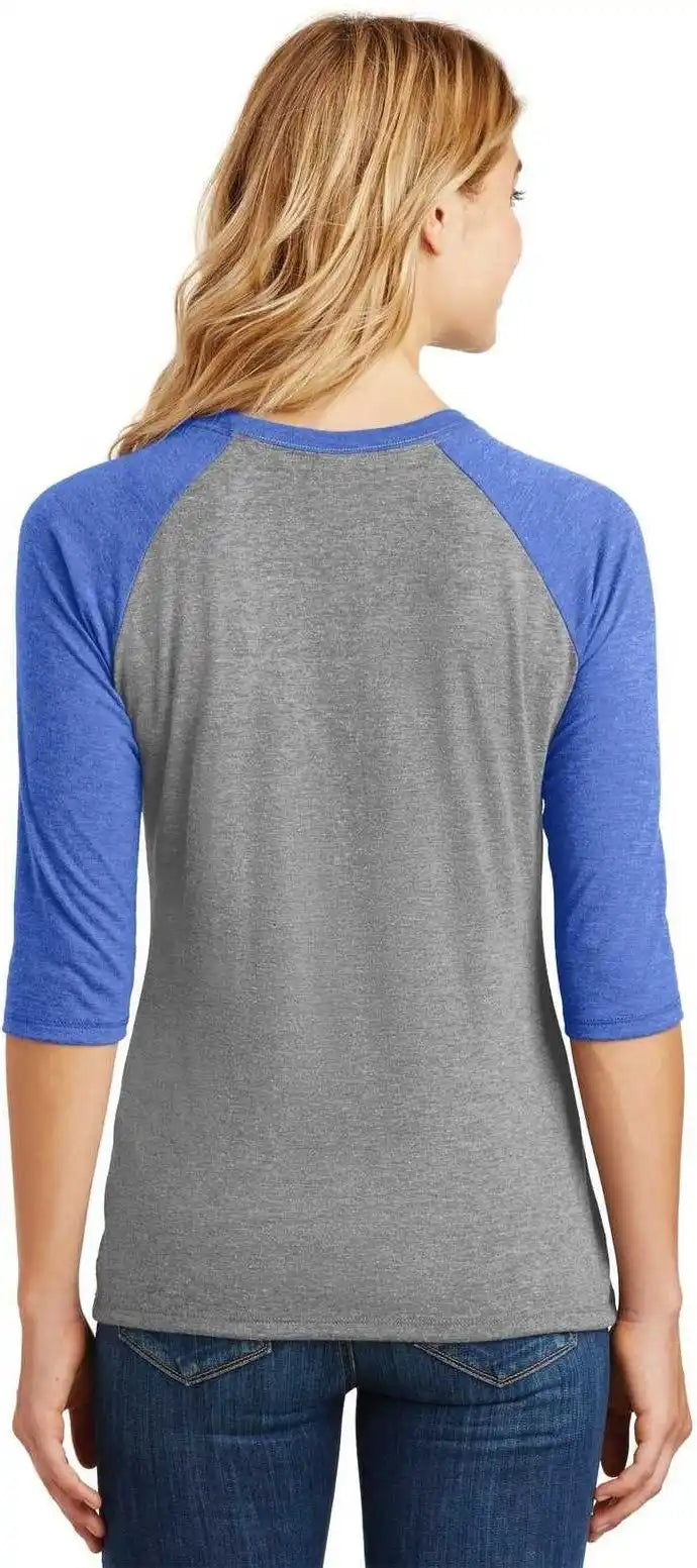 District Dm136l Women’s Perfect Tri 3/4-sleeve Raglan - Royal Frost Gray