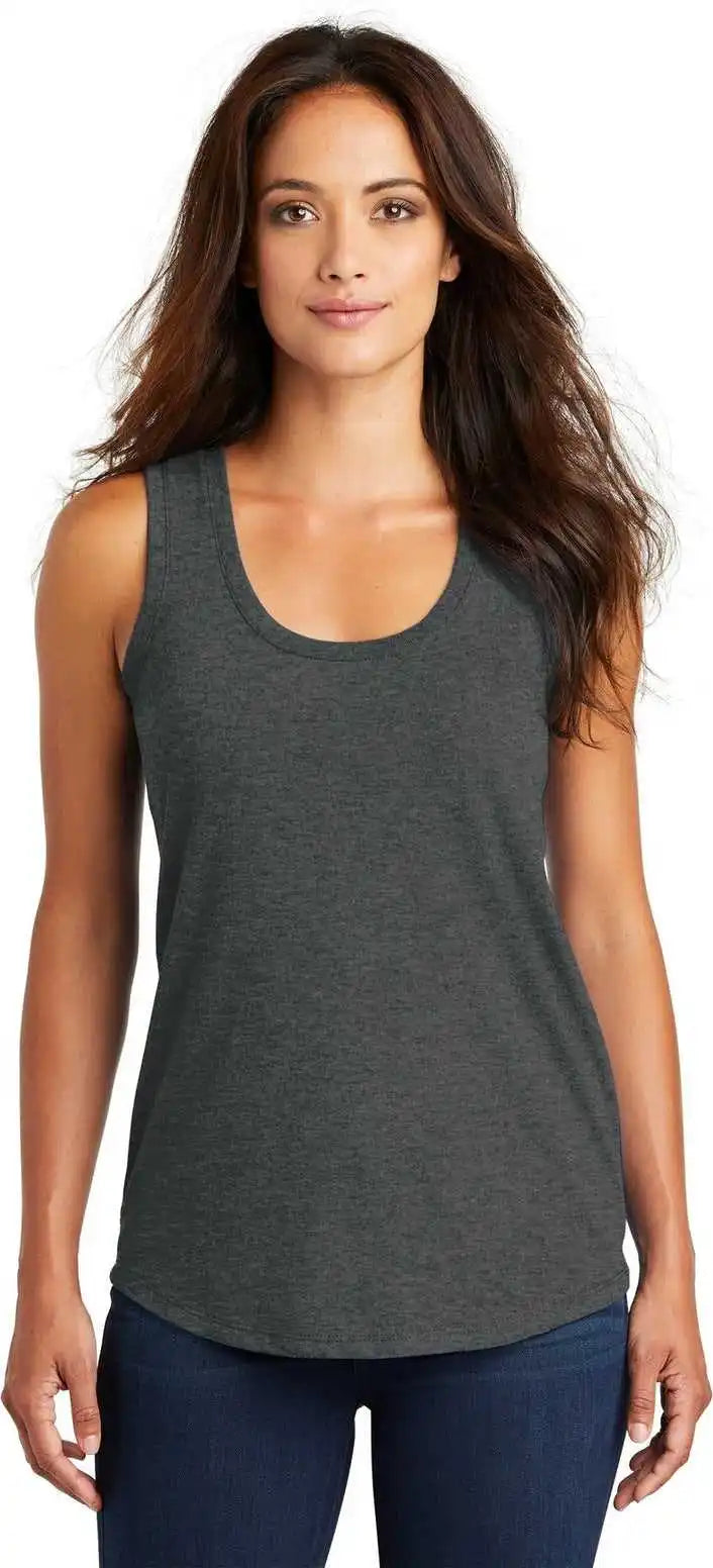District Dm138l Women’s Perfect Tri Racerback Tank - Black Frost
