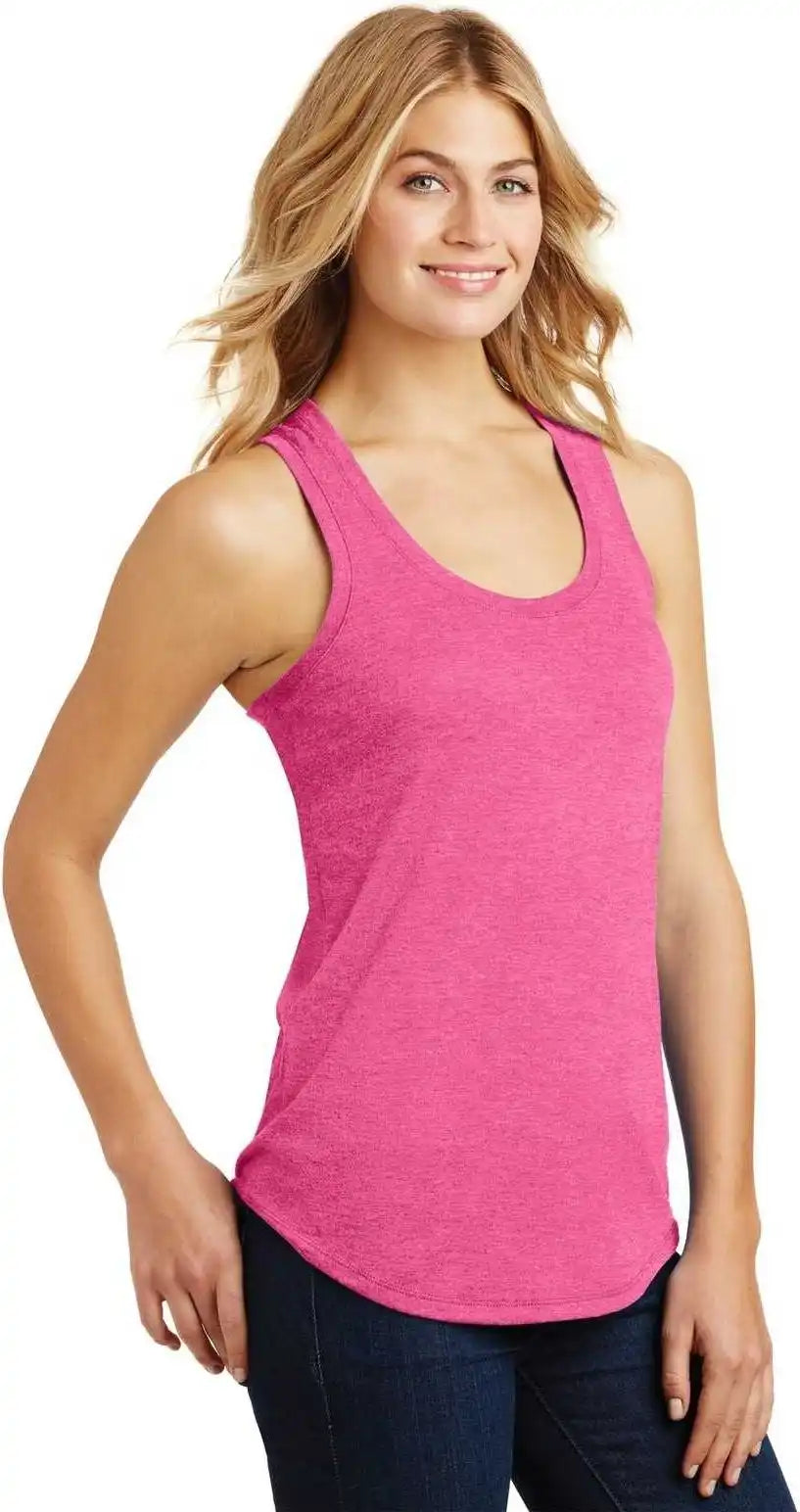 District Dm138l Women’s Perfect Tri Racerback Tank - Fuchsia Frost