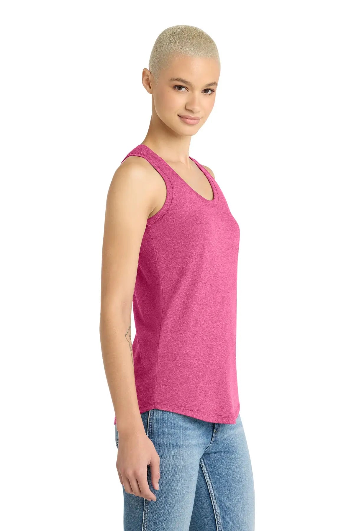 District Dm138l Women’s Perfect Tri Racerback Tank - Fuchsia Frost