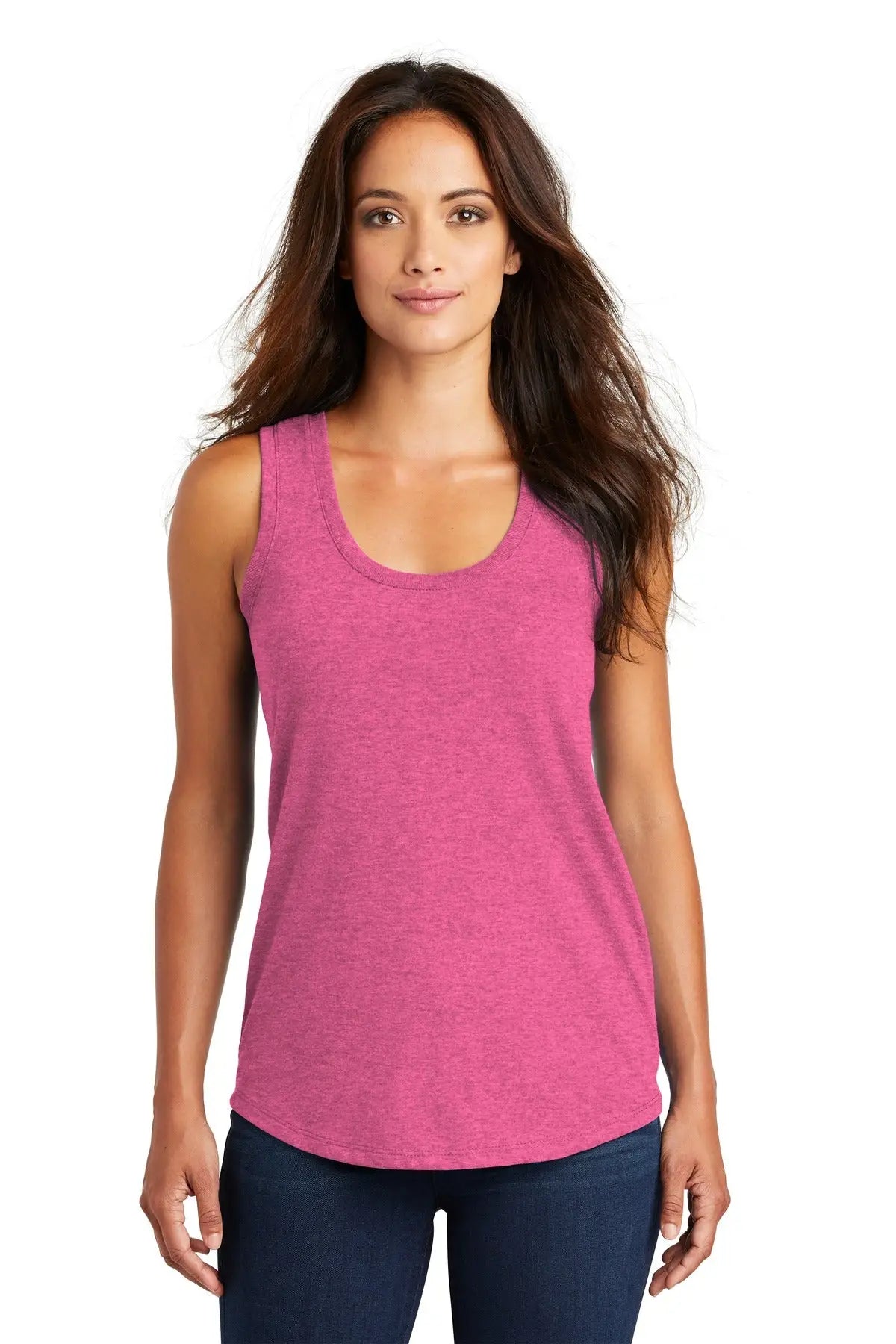 District Dm138l Women’s Perfect Tri Racerback Tank - Fuchsia Frost