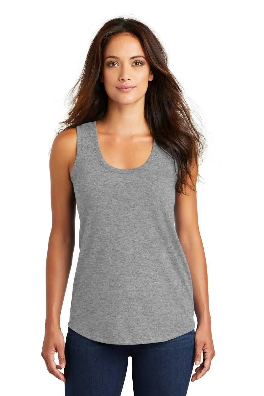 District Dm138l Women’s Perfect Tri Racerback Tank - Grey Frost