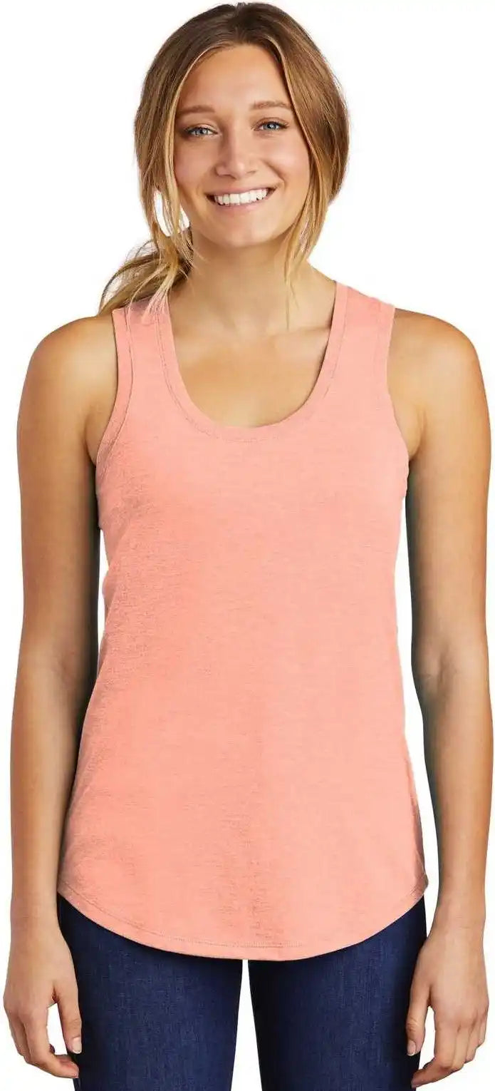 District Dm138l Women’s Perfect Tri Racerback Tank - Heathered Dusty Peach