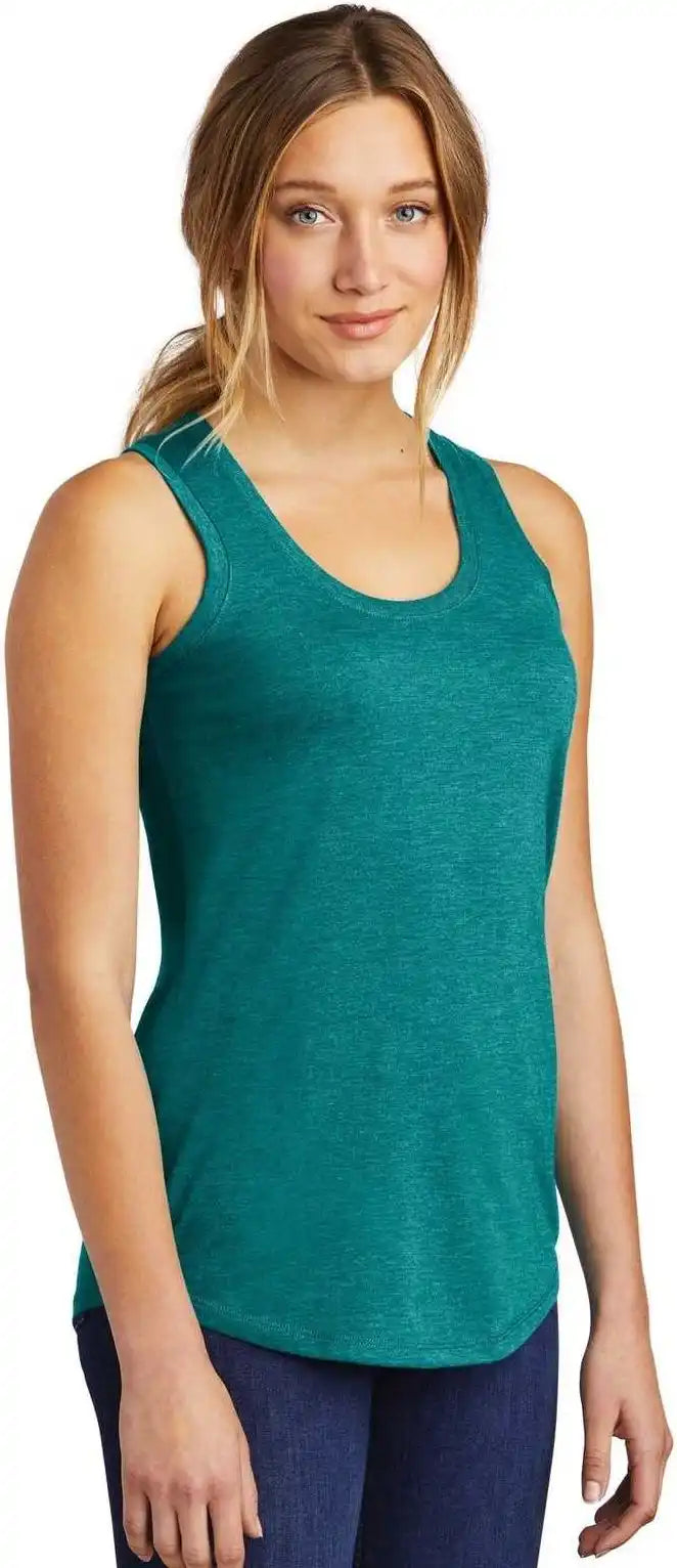 District Dm138l Women’s Perfect Tri Racerback Tank Heathered Teal