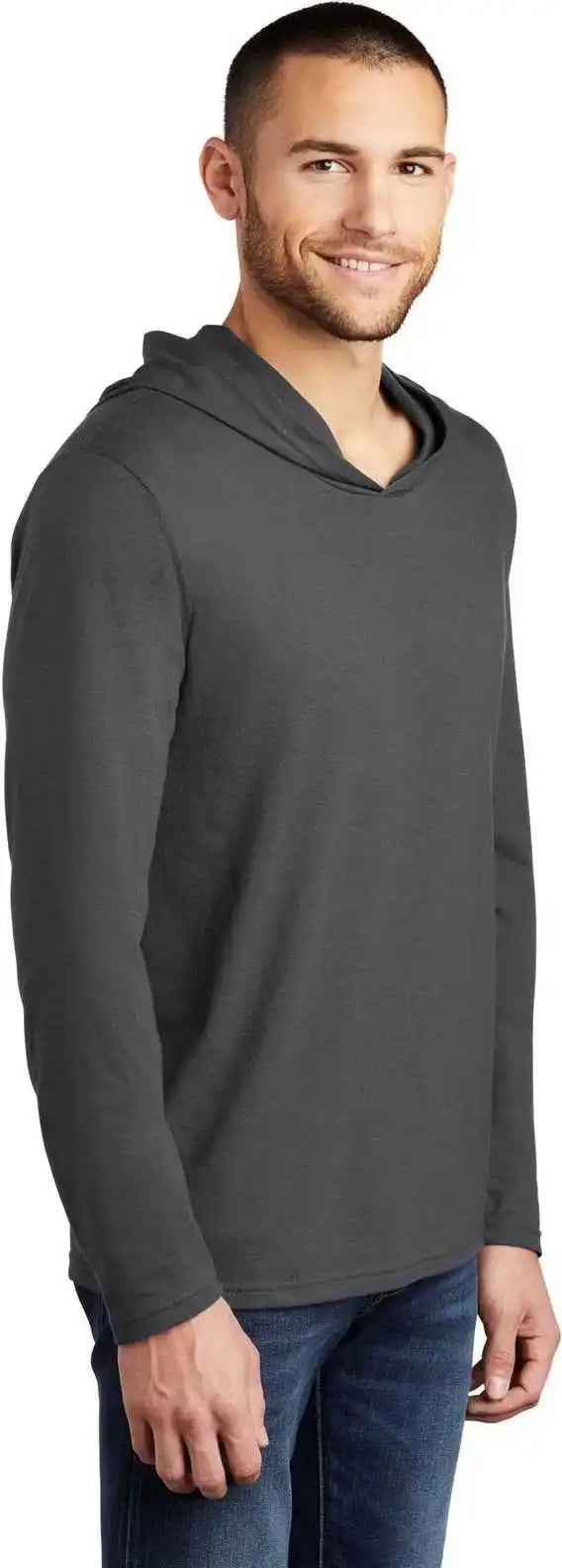 District Dm139 Perfect Tri Long Sleeve Hoodie Charcoal