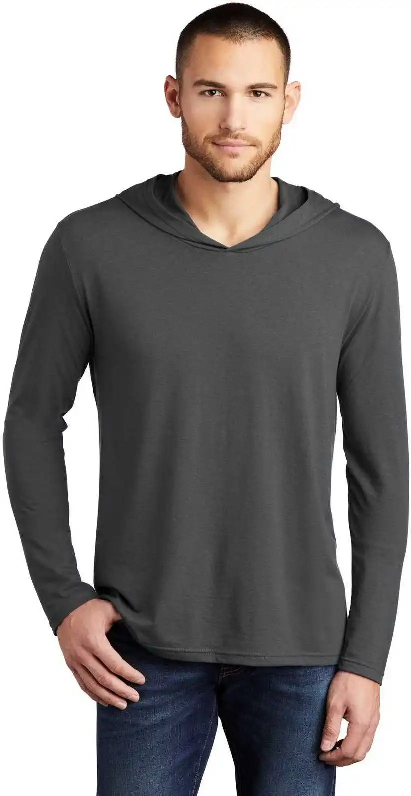 District Dm139 Perfect Tri Long Sleeve Hoodie - Charcoal