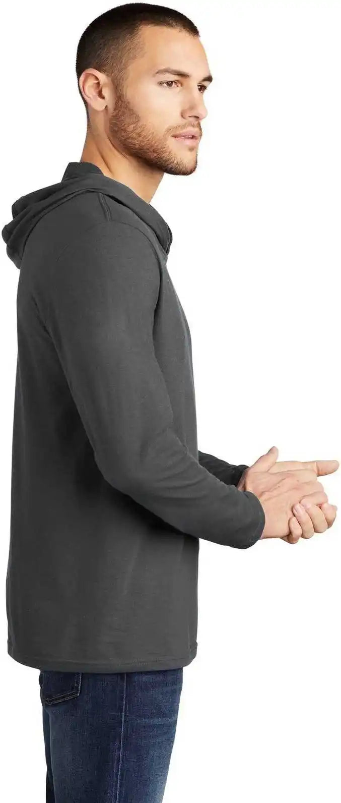 District Dm139 Perfect Tri Long Sleeve Hoodie Charcoal