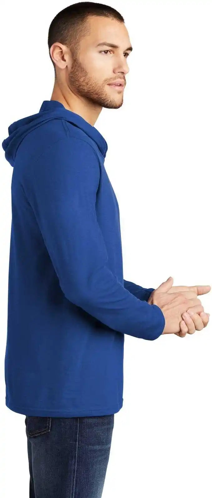 District Dm139 Perfect Tri Long Sleeve Hoodie Deep Royal