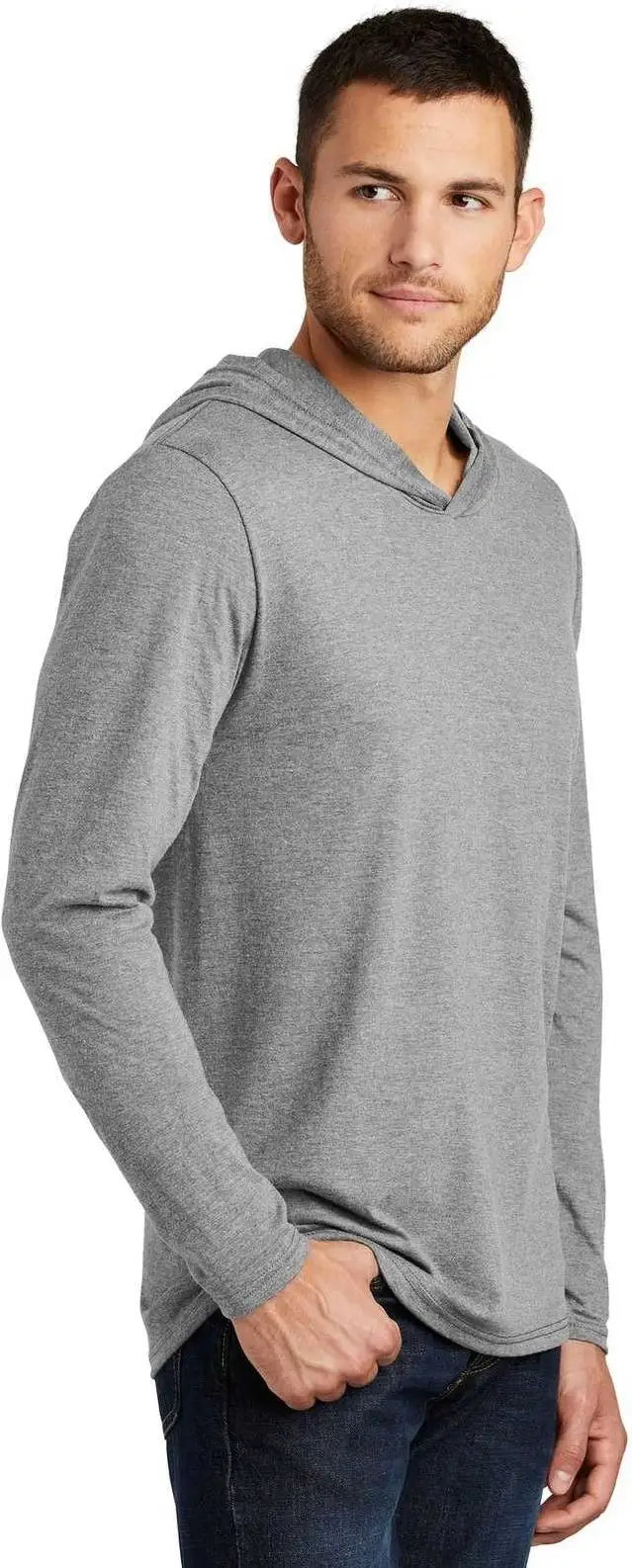 District Dm139 Perfect Tri Long Sleeve Hoodie - Gray Frost