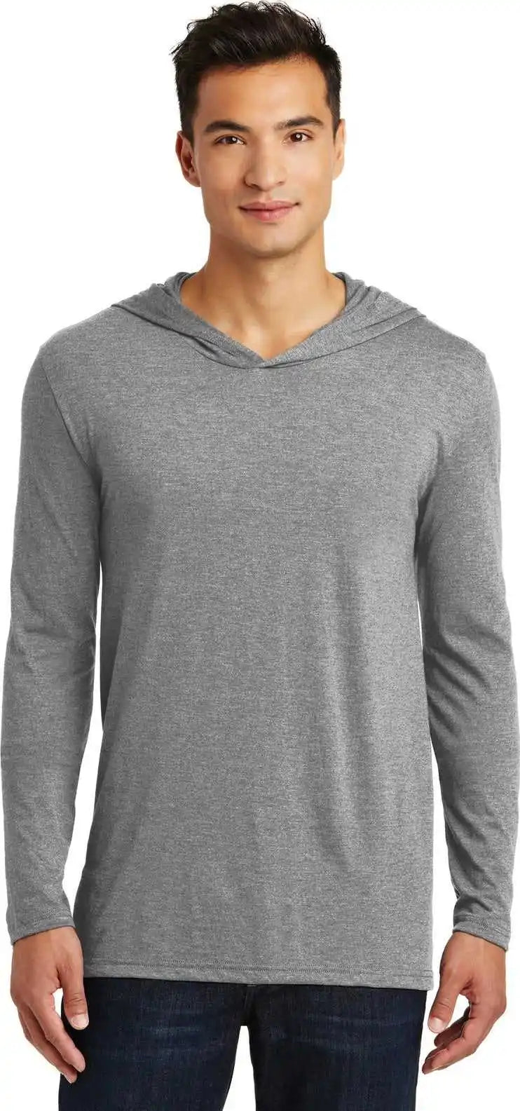 District Dm139 Perfect Tri Long Sleeve Hoodie - Grey Frost