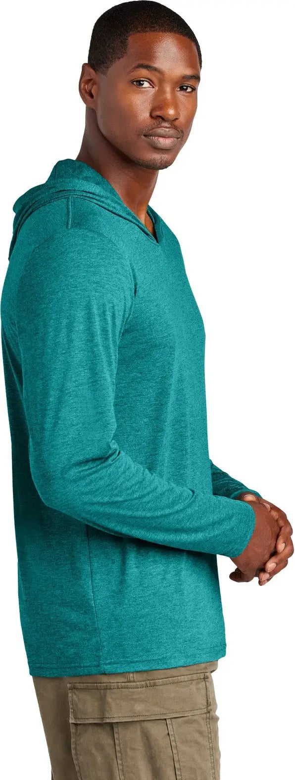 District Dm139 Perfect Tri Long Sleeve Hoodie - Heathered Teal