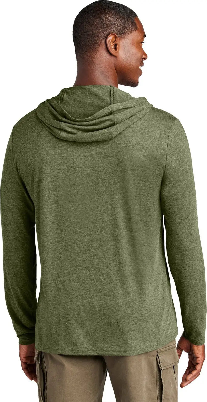 District Dm139 Perfect Tri Long Sleeve Hoodie - Military Green Frost