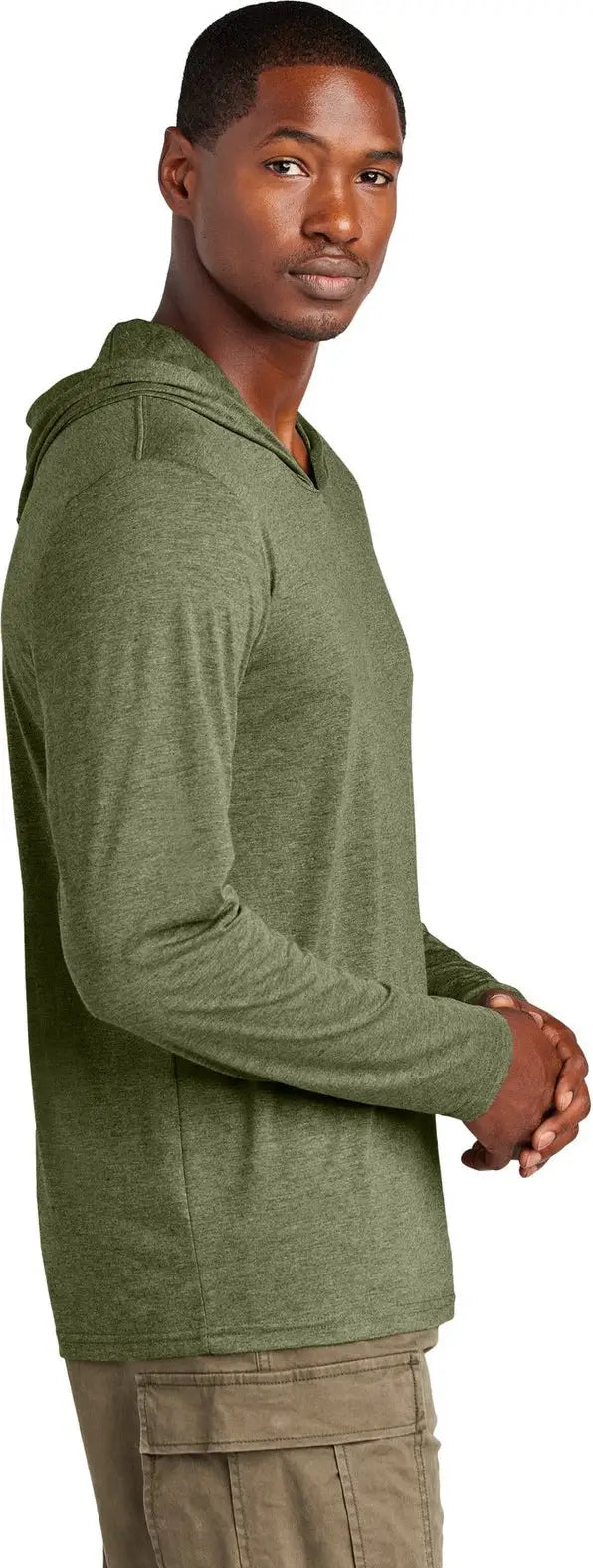 District Dm139 Perfect Tri Long Sleeve Hoodie - Military Green Frost