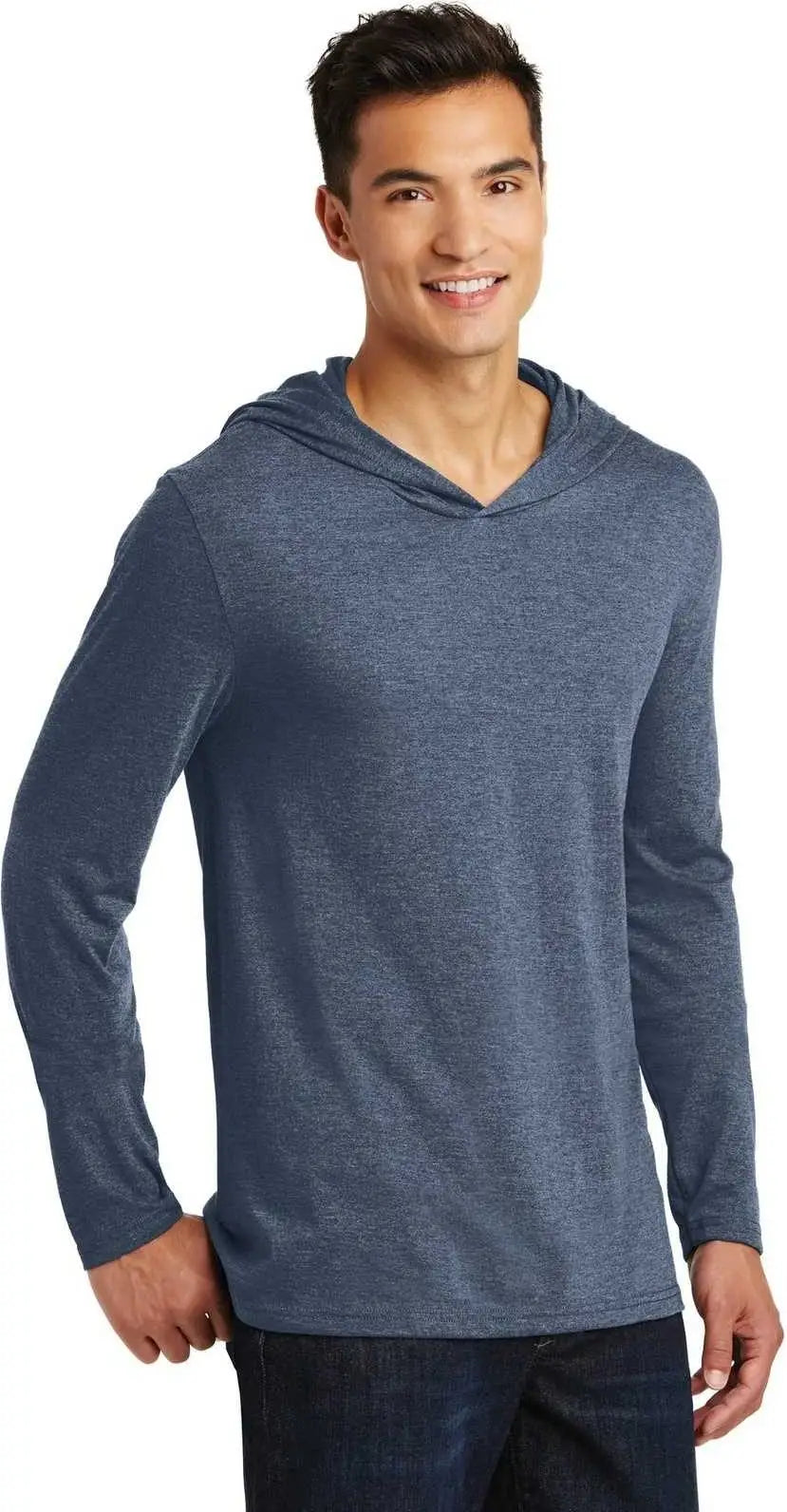 District Dm139 Perfect Tri Long Sleeve Hoodie - Navy Frost