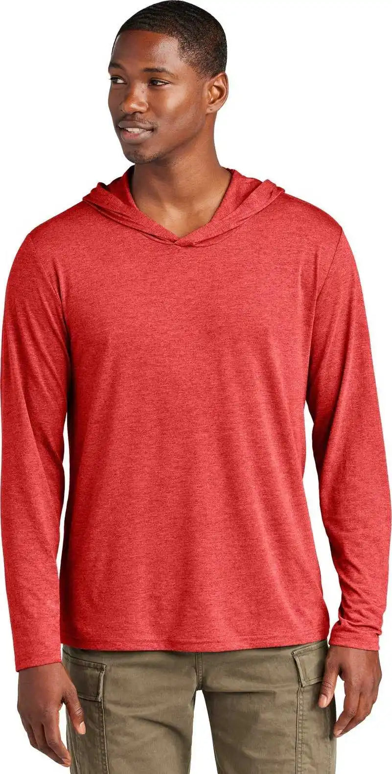District Dm139 Perfect Tri Long Sleeve Hoodie - Red Frost