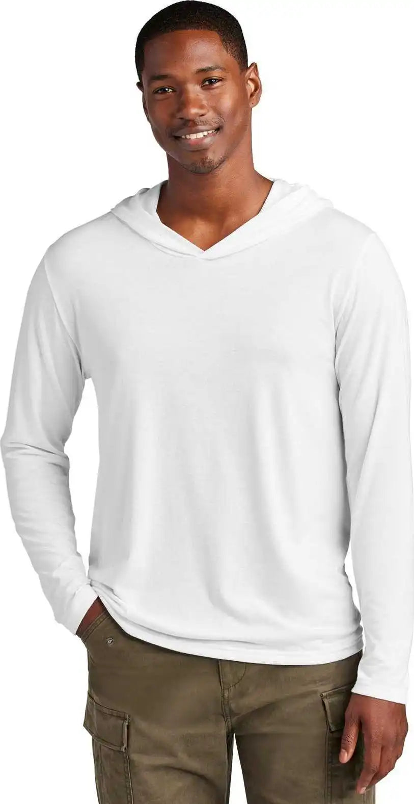 District Dm139 Perfect Tri Long Sleeve Hoodie White