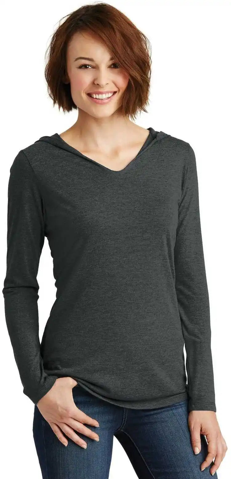 District Dm139l Women’s Perfect Tri Long Sleeve Hoodie Black Frost