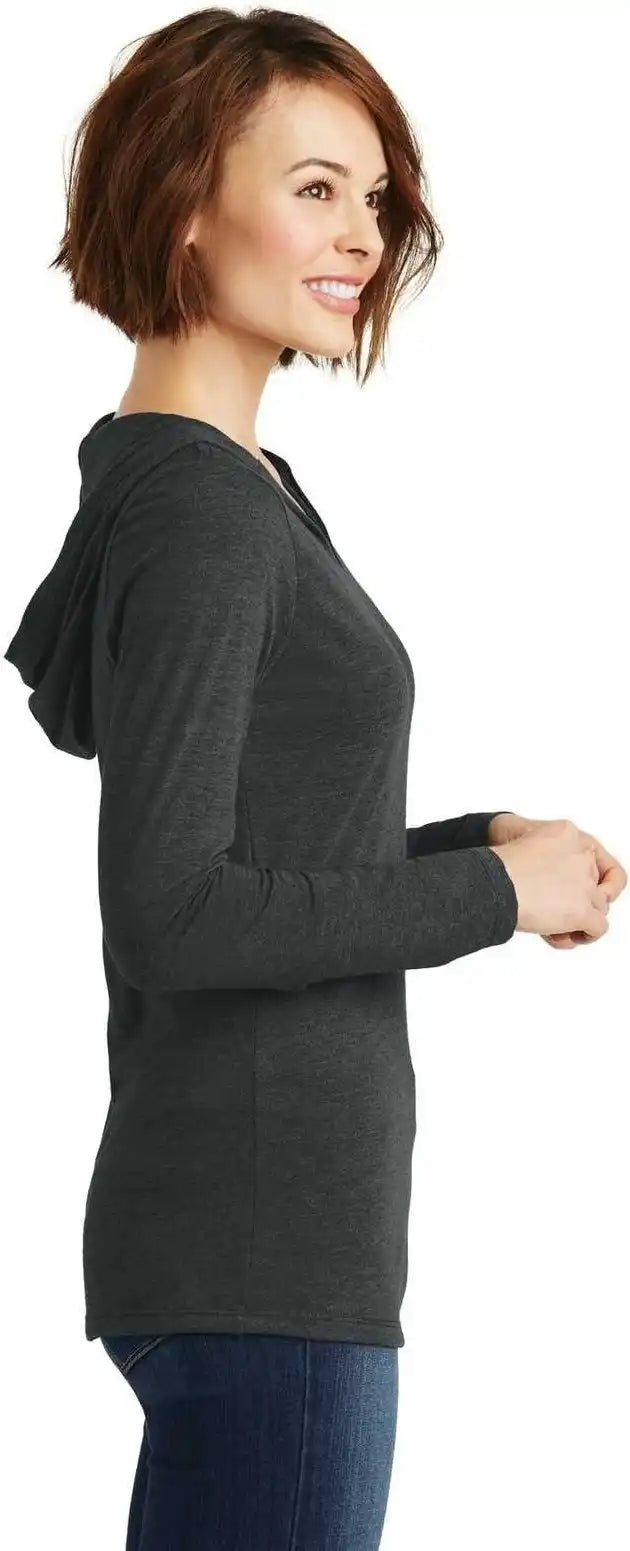 District Dm139l Women’s Perfect Tri Long Sleeve Hoodie Black Frost