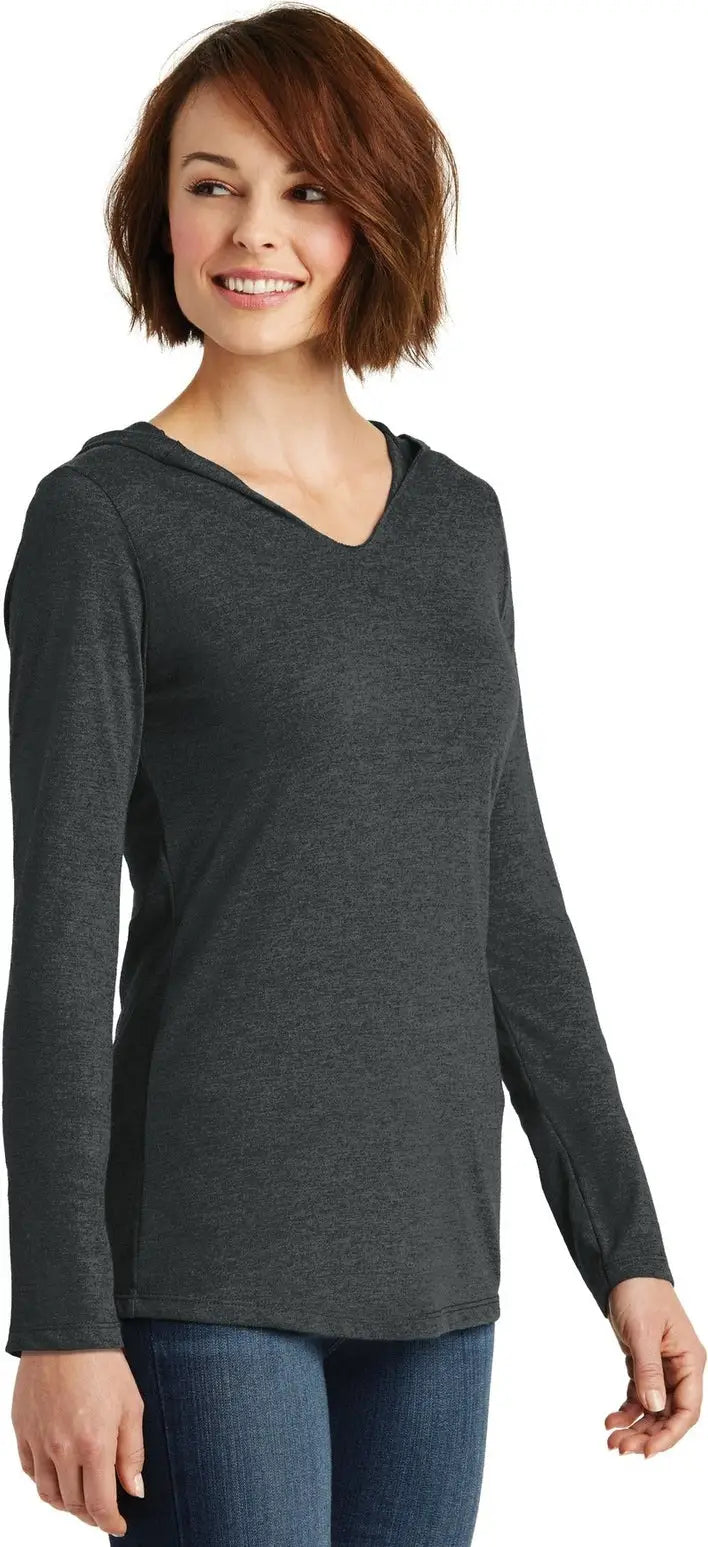 District Dm139l Women’s Perfect Tri Long Sleeve Hoodie - Black Frost