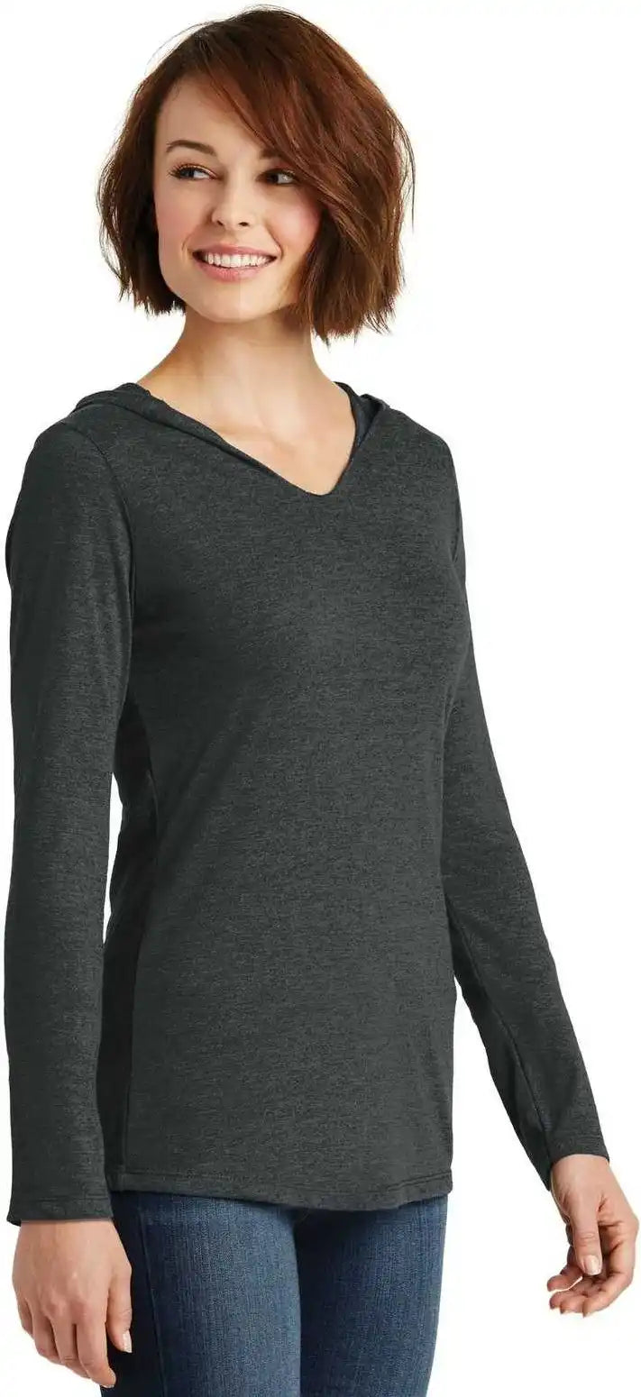 District Dm139l Women’s Perfect Tri Long Sleeve Hoodie Black Frost
