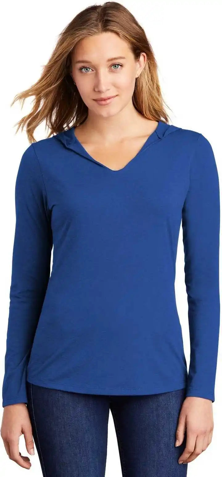 District Dm139l Women’s Perfect Tri Long Sleeve Hoodie Deep Royal