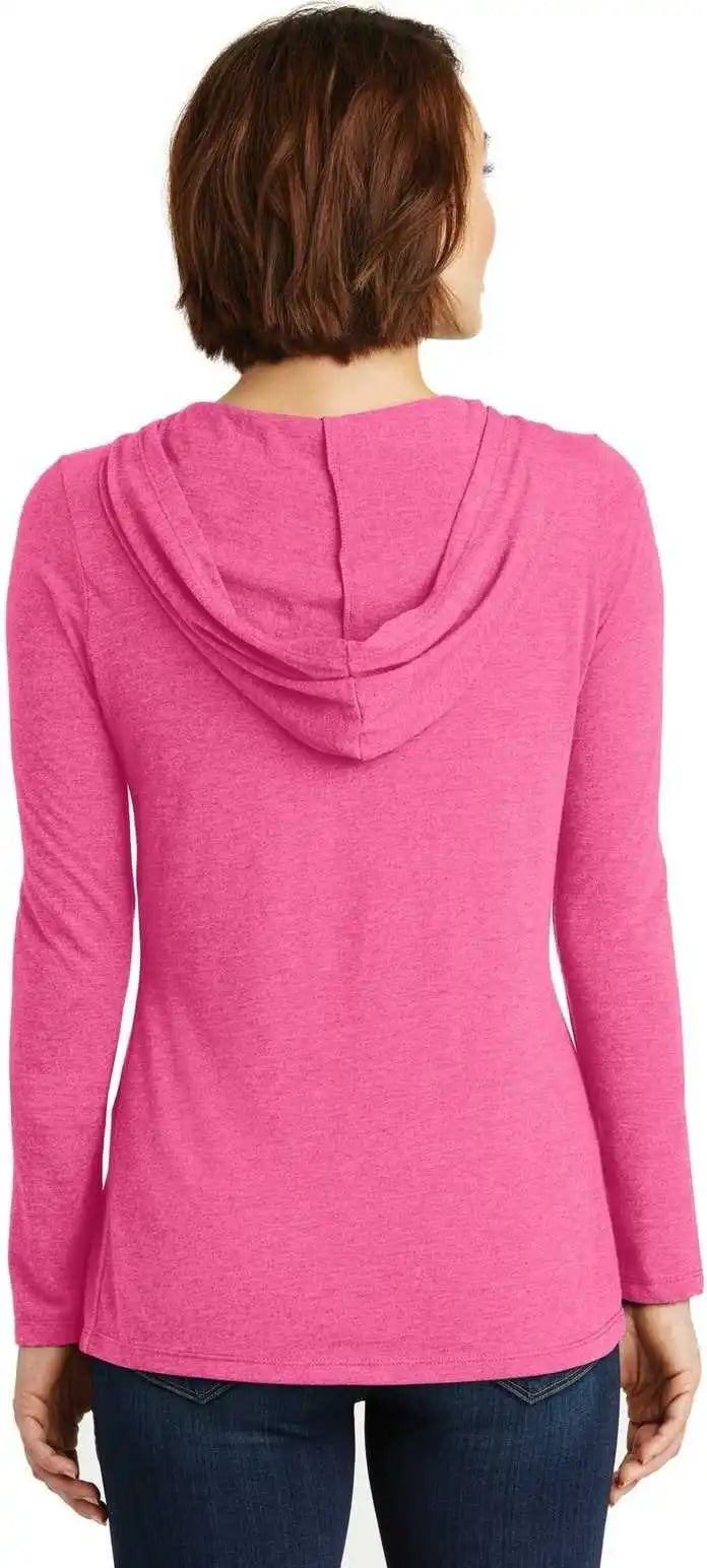District Dm139l Women’s Perfect Tri Long Sleeve Hoodie - Fuchsia Frost
