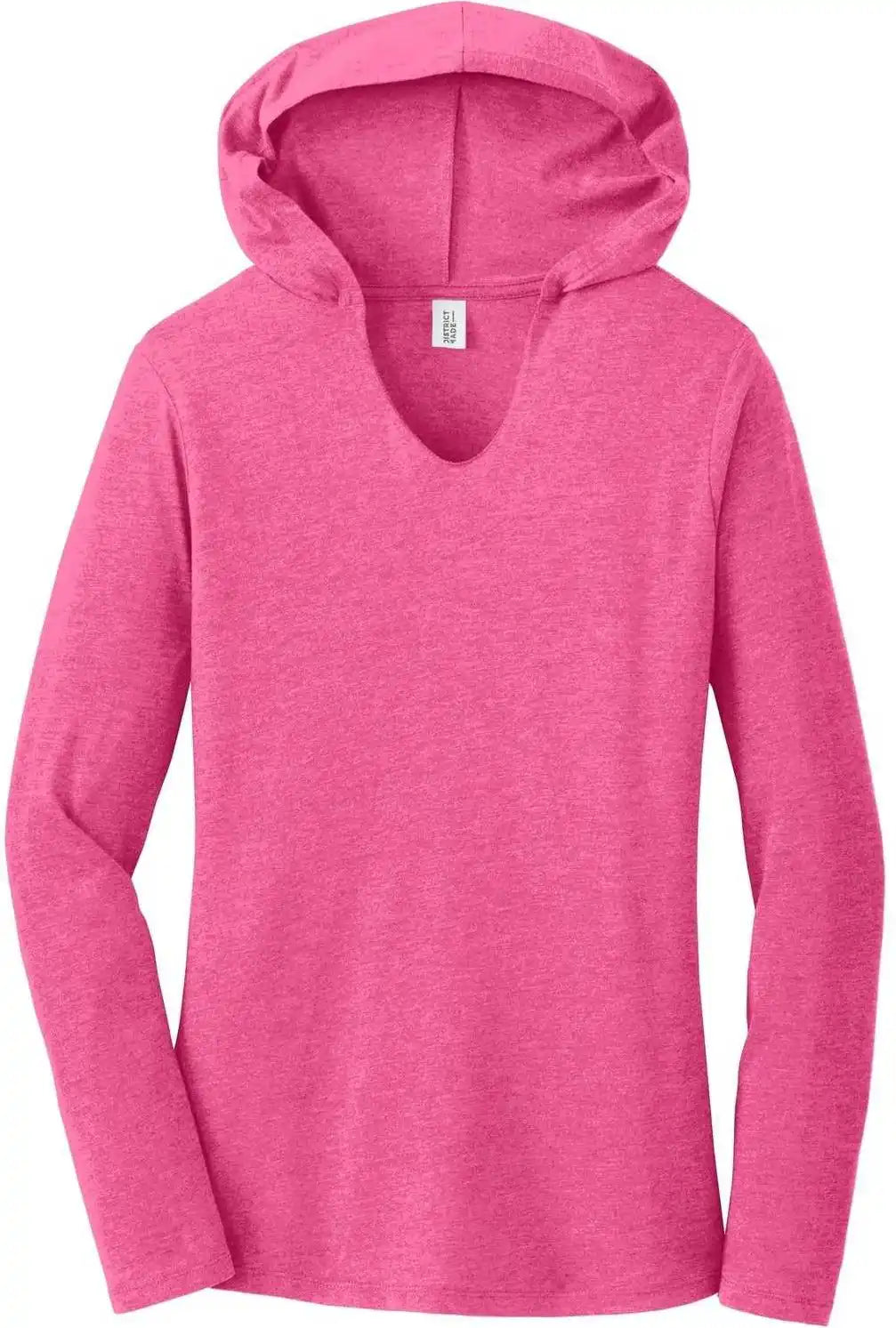 District Dm139l Women’s Perfect Tri Long Sleeve Hoodie - Fuchsia Frost