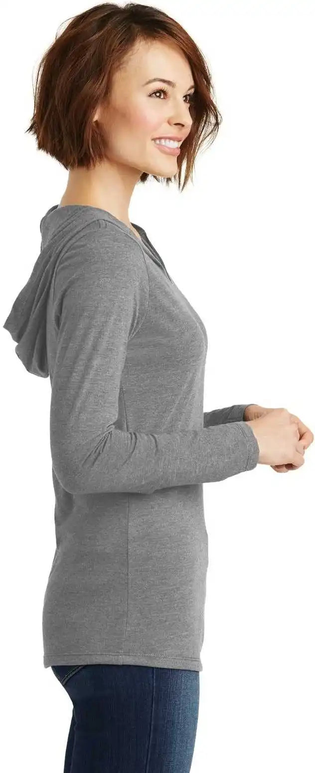 District Dm139l Women’s Perfect Tri Long Sleeve Hoodie Gray Frost