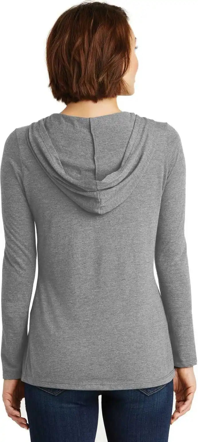 District Dm139l Women’s Perfect Tri Long Sleeve Hoodie Gray Frost
