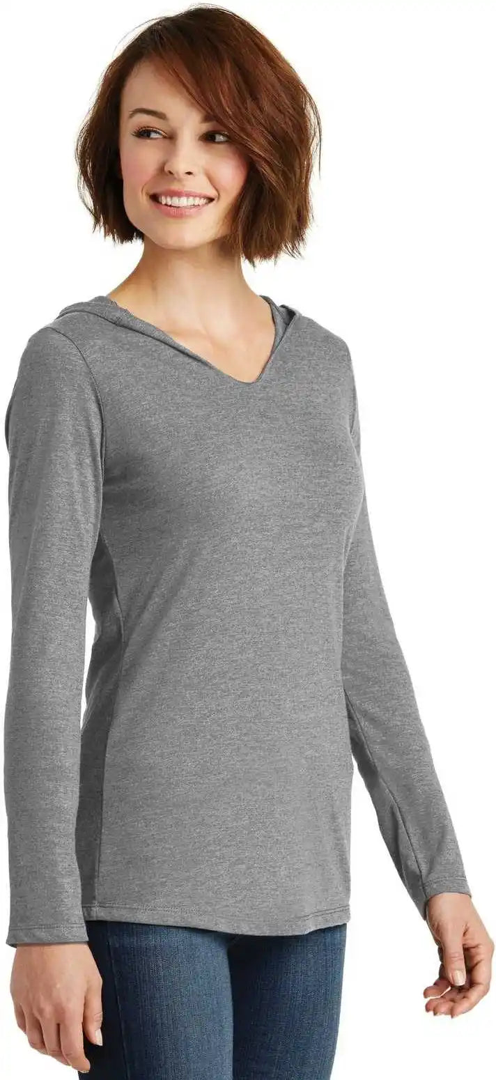 District Dm139l Women’s Perfect Tri Long Sleeve Hoodie Gray Frost