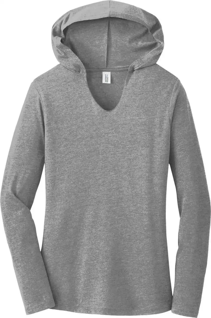 District Dm139l Women’s Perfect Tri Long Sleeve Hoodie - Grey Frost