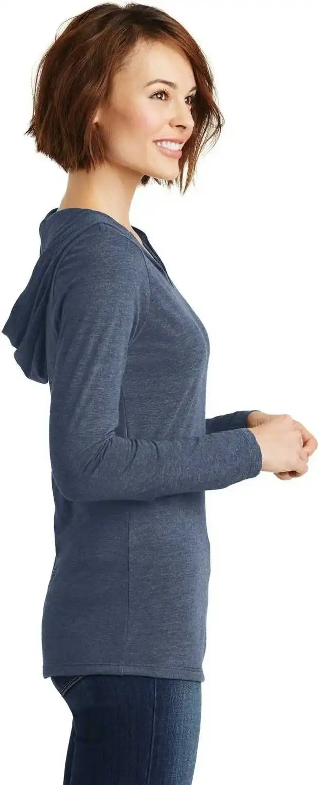 District Dm139l Women’s Perfect Tri Long Sleeve Hoodie Navy Frost