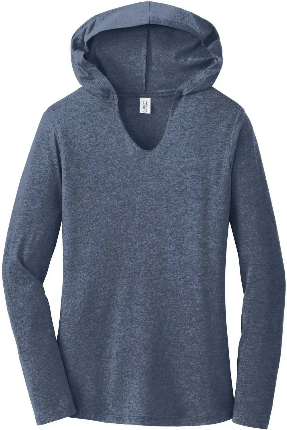 District Dm139l Women’s Perfect Tri Long Sleeve Hoodie - Navy Frost