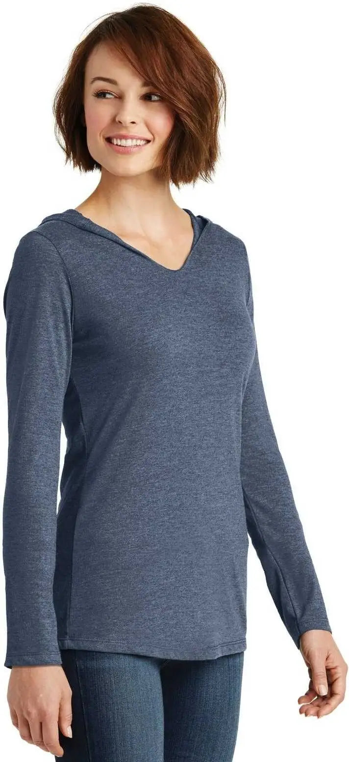 District Dm139l Women’s Perfect Tri Long Sleeve Hoodie - Navy Frost